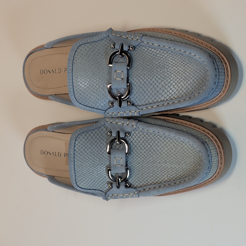 Donald Pliner Hampton Light Blue Textured Slip On Loafers Size 10 - Picture 4 of 13
